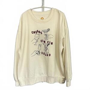 C&C California Cream Sweatshirt with Red Graphic. Fun. Large NWT